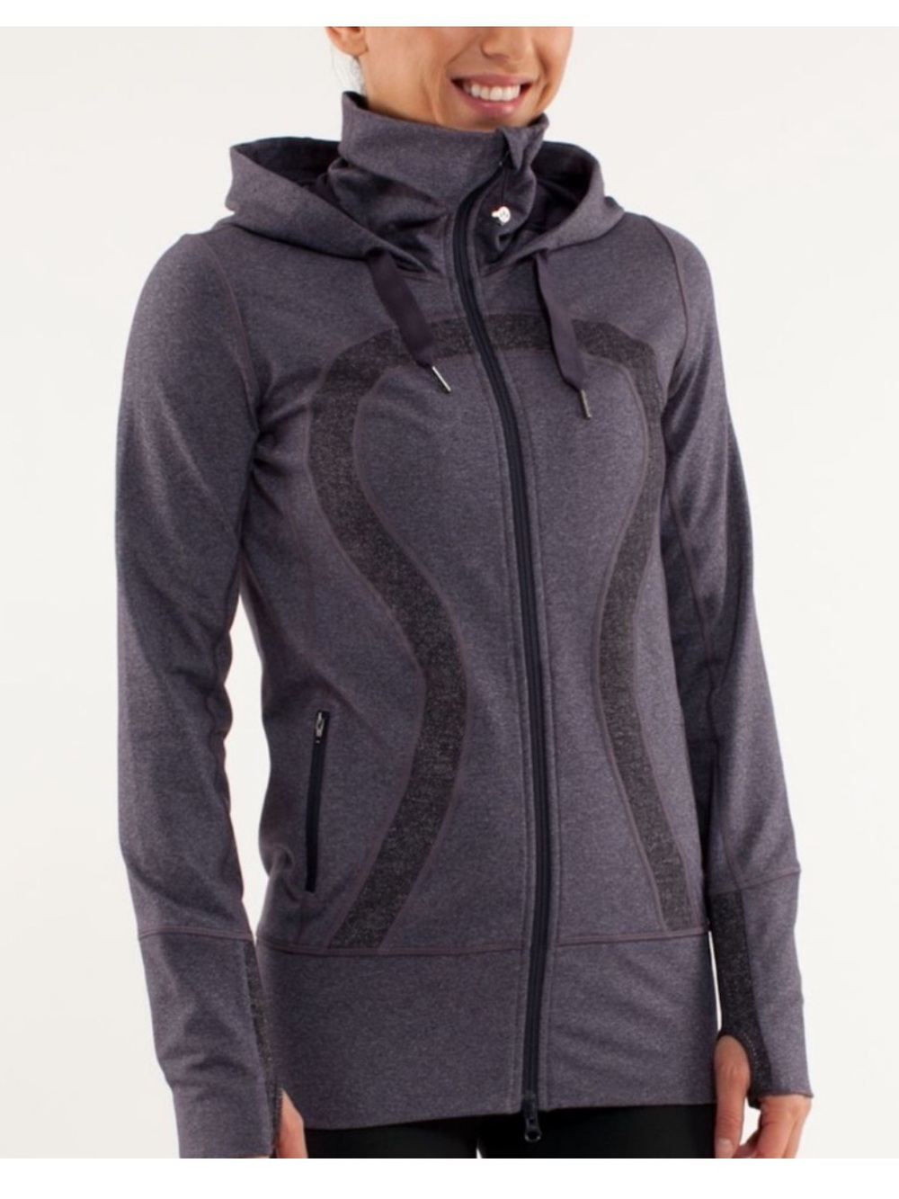 LULULEMON Stride Jacket Full Zip Long Sleeve Grey Hoodie Jacket Size 6
